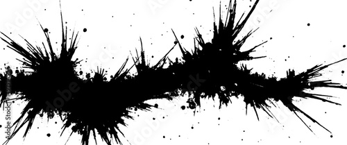 Vector black grunge texture splashes blotter spots black liquid paint splash or ink splatter