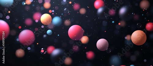 Colorful abstract spheres floating in space.