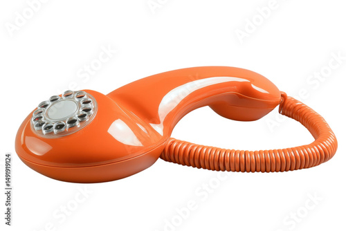 Orange rotary phone on black