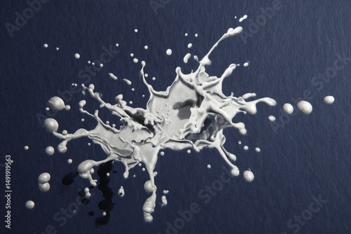 A striking splash of white liquid against a dark backdrop.