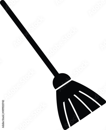 Broom Icon Outline Vector Illustration