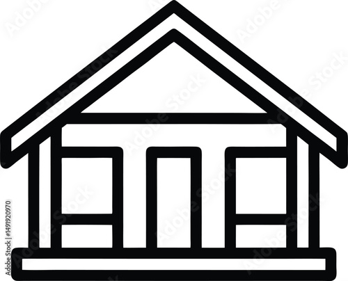 Bungalow Icon Outline Vector Illustration