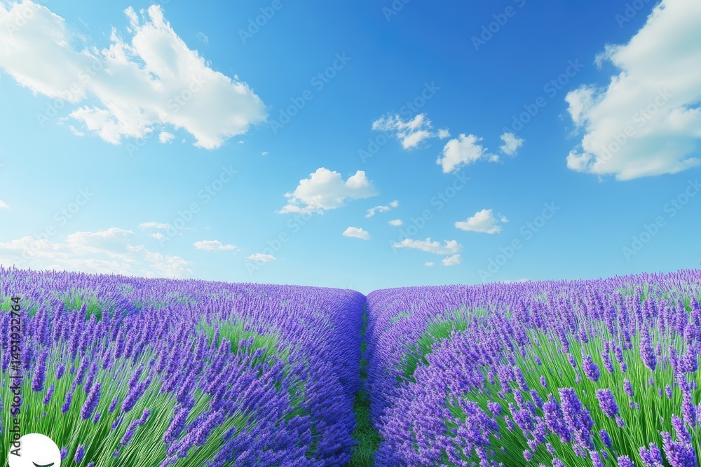 Naklejka premium Vast lavender field under a clear sky