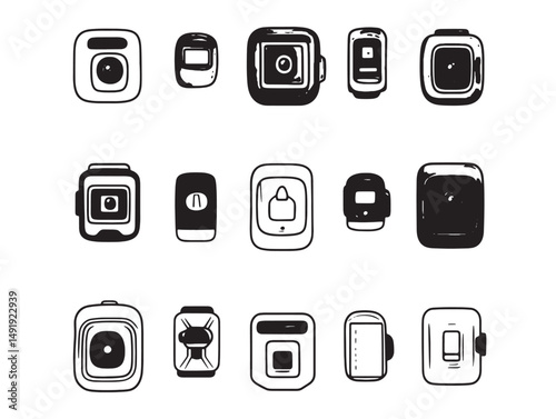 Minimalist body cam outline vector drawing for security design