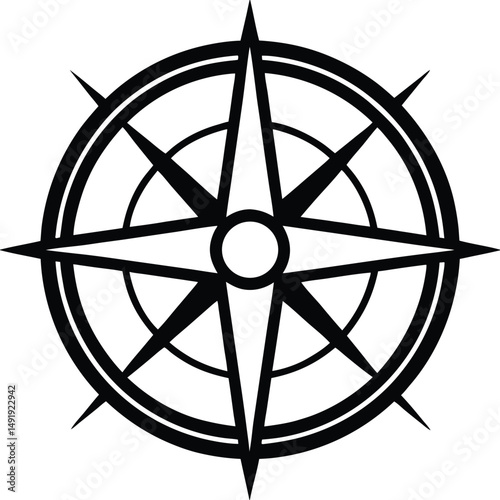 Compass Rose Icon Outline Vector Illustration