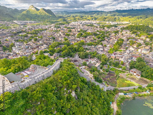 Photography The stone wall of the ancient fortress in Qingyan Ancient Town, Guizhou province