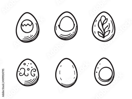 Hand drawn boiled egg line art style for modern artwork
