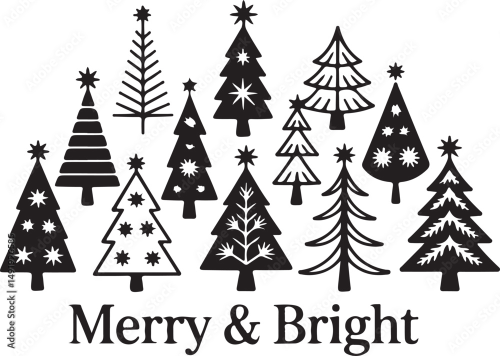 Obraz premium set of Christmas trees icons shape 