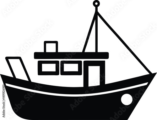 Fishing Boat Icon Outline Vector Illustration
