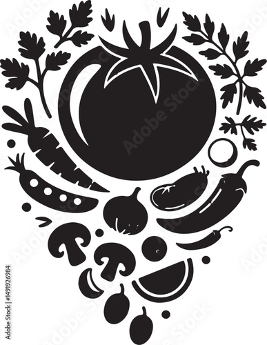 tomato vegetables fruits silhouette black icons