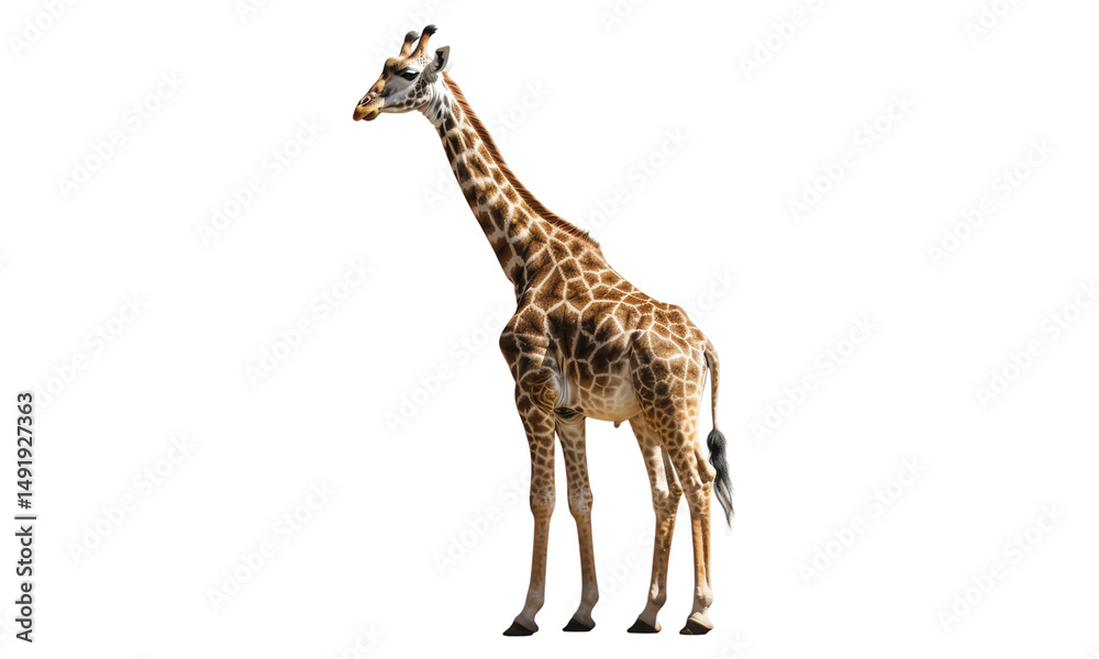 Obraz premium Giraffe isolated on transparent white background, clipping path ,png 
