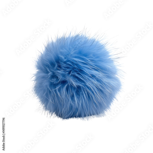 Fluffy Light Blue Pom Pom, Soft Fur Ball Texture Background
