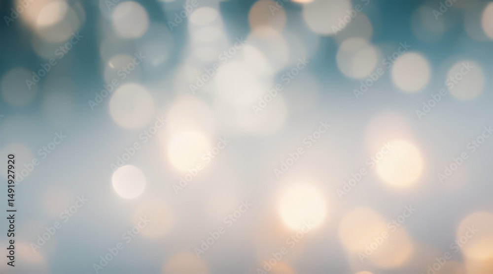 Obraz premium Blurred lights create a bokeh effect with a gradient of blue and white.