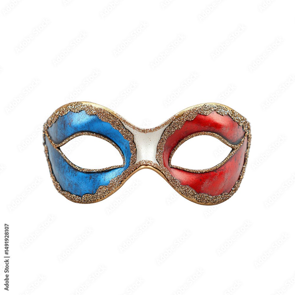 Elegant Venetian Mask in Red, White, and Blue Elegant Venetian Mask in Red, White, and Blue