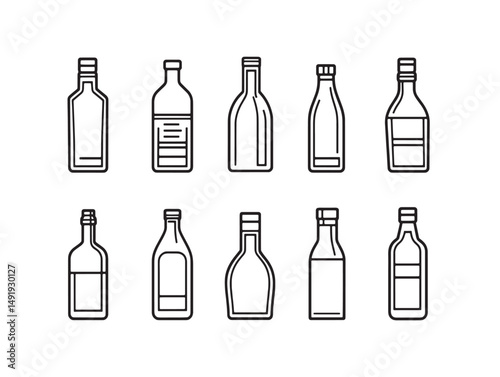 Elegant Bottle Outline Line Art Perfect for Stock Vector Use