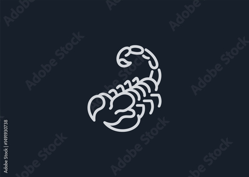 Scorpion line logo for danger, power, or zodiac brand identity.