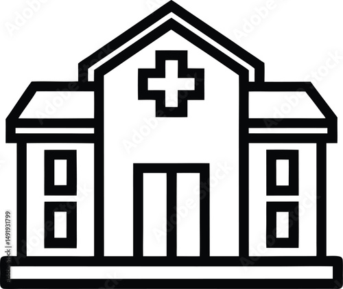 Hospital Building Icon Outline Vector Illustration