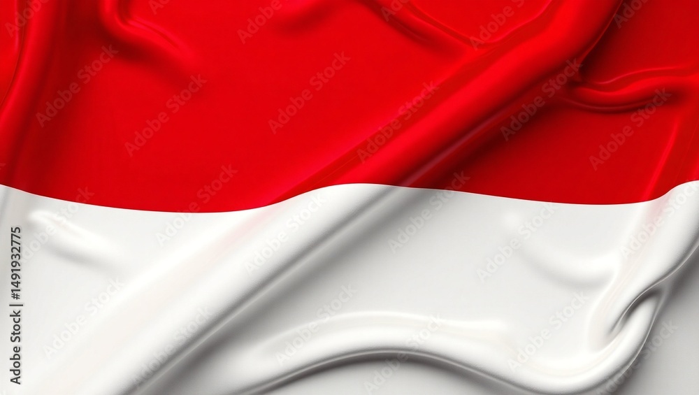 Obraz premium Indonesia Flag Red and White National Symbol Draped in Fabric