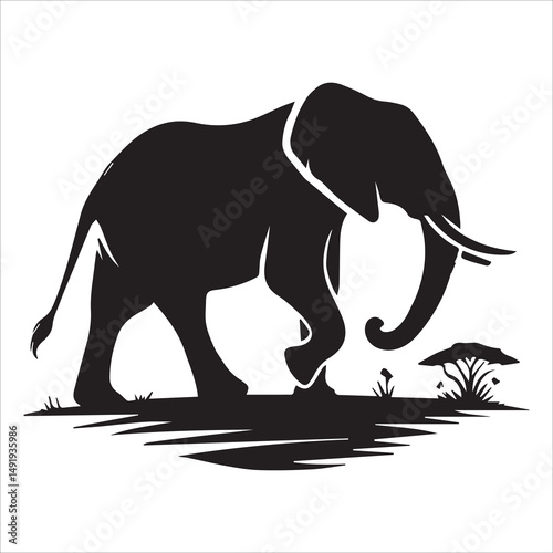 elephant silhouette vector, 