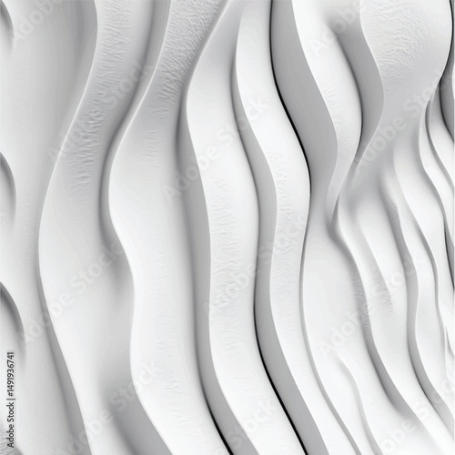 Wavy white abstract monochrome pattern. Crumpled paper texture. Vector illustration	