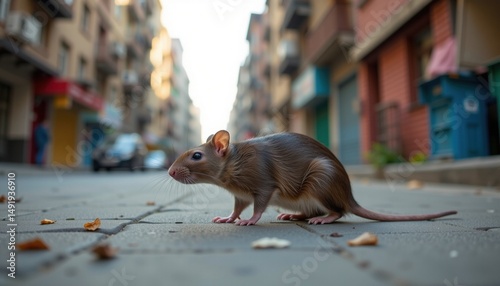 rat in an urban setting carrying pathogens.