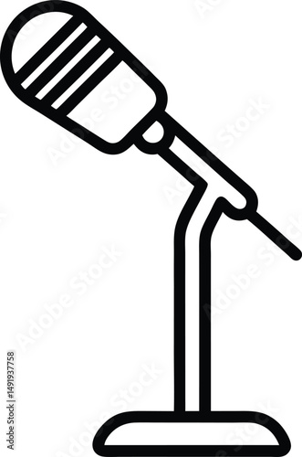 Microphone Stand Icon Outline Vector Illustration