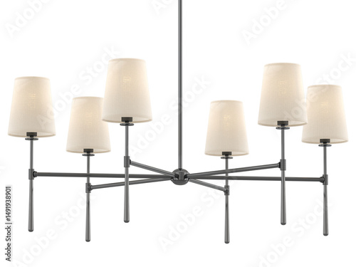 Rhodes Round Chandelier 6 Light , materials: Bronze/Fabric material , Elegant Lighting Fixture Against white bachground ,