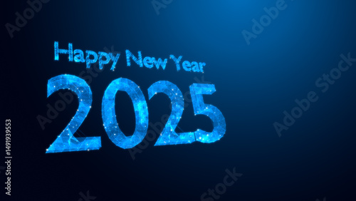 Celebrate the arrival of 2025 with vibrant blue colors and festive graphics, symbolizing hope and new beginnings in the New Year.
