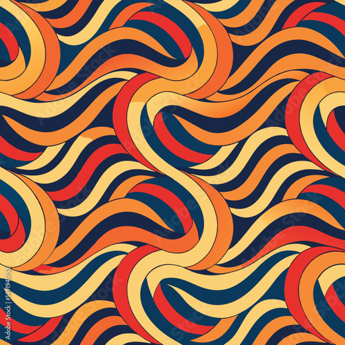 Abstract Wavy Lines Seamless Pattern Vector Illustration