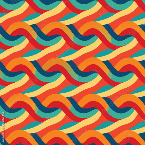 Abstract Wavy Lines Seamless Pattern Vector Illustration
