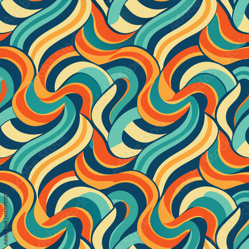 Abstract Wavy Lines Seamless Pattern Vector Illustration
