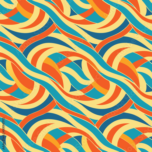 Abstract Wavy Lines Seamless Pattern Vector Illustration