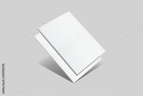 Vector realistic 3d magazine mockup with white blank cover isolated on background. For the business presentation magazine, notebook, booklet, brochure, catalogue or a publisher advertising corporate
