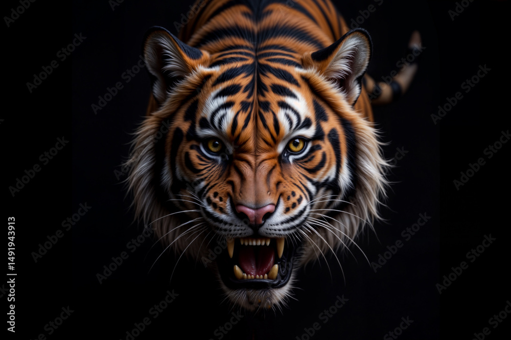 Fototapeta premium tiger on black background