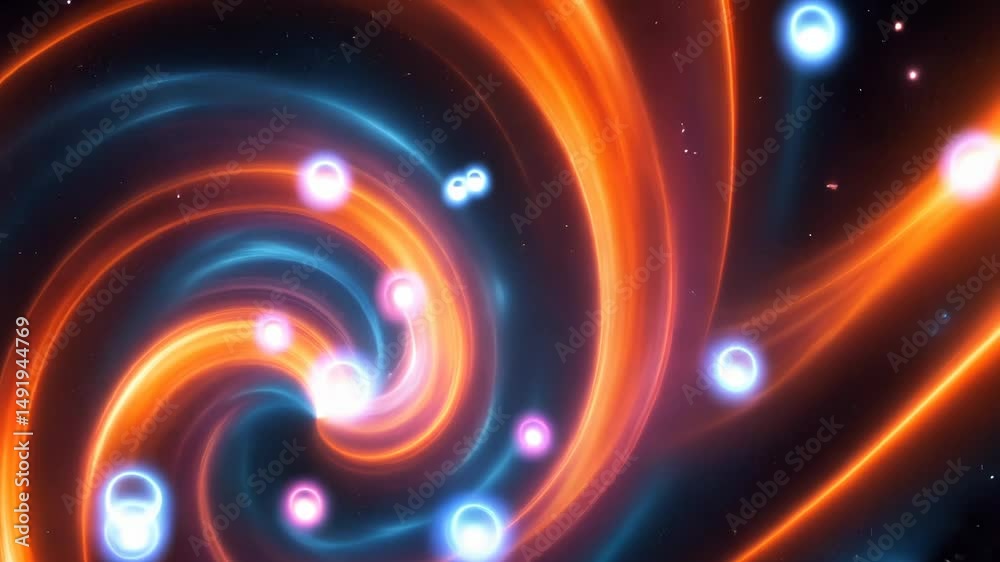 A colorful swirl with many small circles in it. The circles are of different sizes and colors. The swirl is very colorful and has a lot of detail