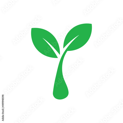 Green sprout icon, Eco leaf plant vector