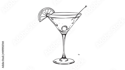 Cosmopolitan in Martini Glass line art drawing