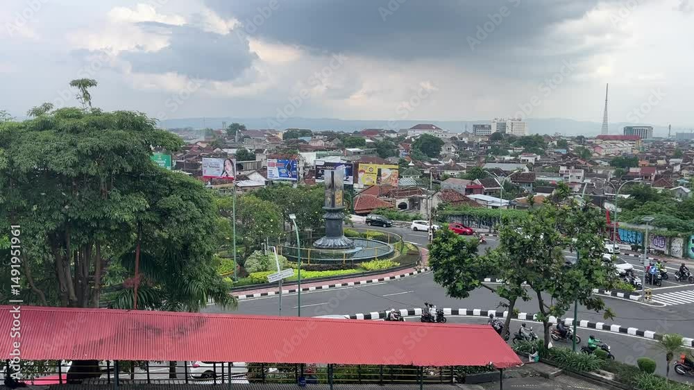 City ​​view and traffic situation in Kota Baru and Malioboro area during the day on March 27, 2025 in Yogyakarta, Indonesia