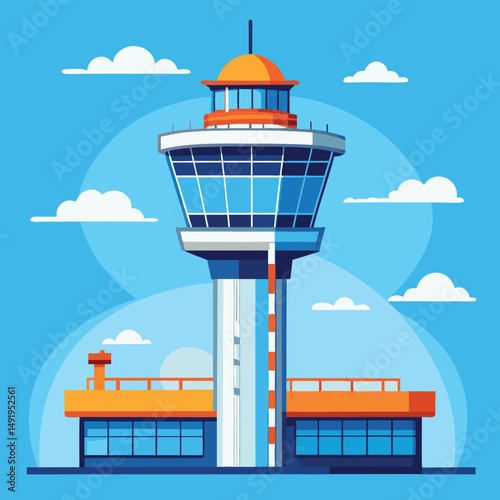 Air Traffic Control Tower Clipart – Vector Art and Illustration of Airport Tower