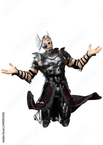 3D illustration of a light skinned fantasy knight in fantasy armor. Perfect for medieval-themed projects, game design, or epic storytelling, book covers, RPG visuals, or fantasy art collections. 