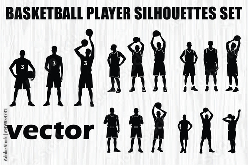 Silhouettes of Basketball Set 