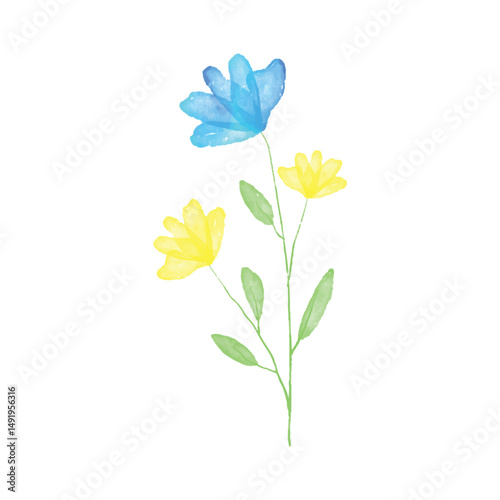 Botanical leaf doodle wildflower line art