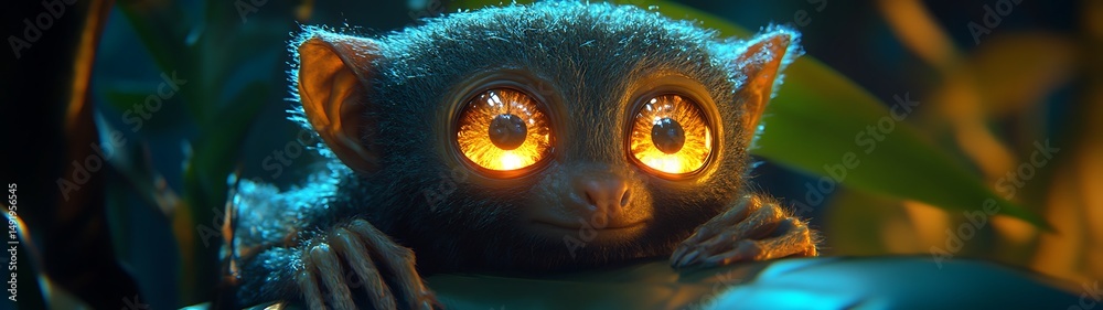 Obraz premium Jungle lemur with glowing eyes