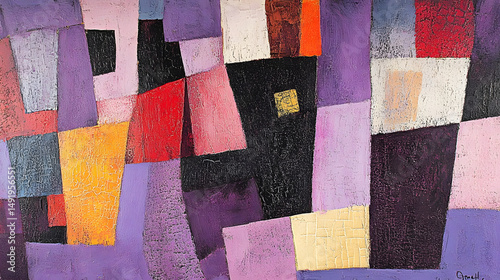Bold color block abstract painting