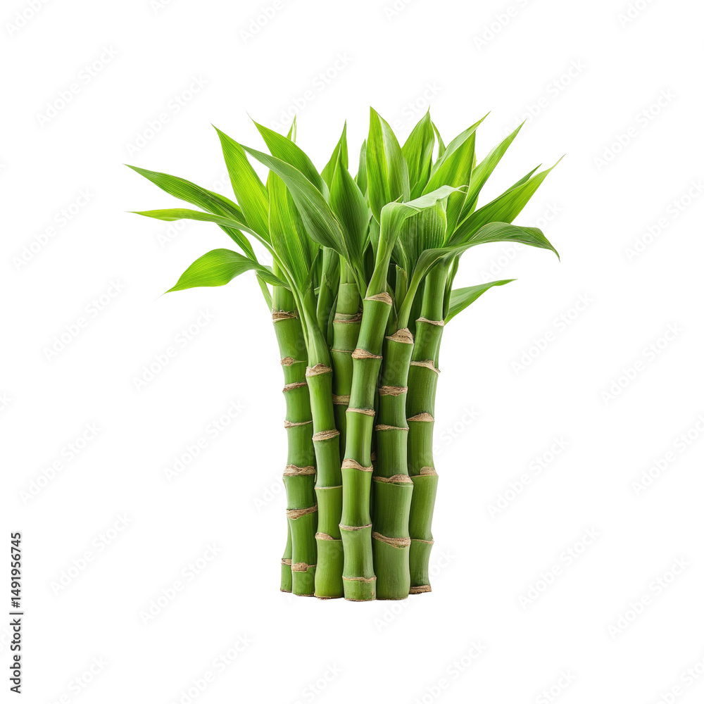 Obraz premium Lush Green Bamboo Plant Isolated on Transparent Background
