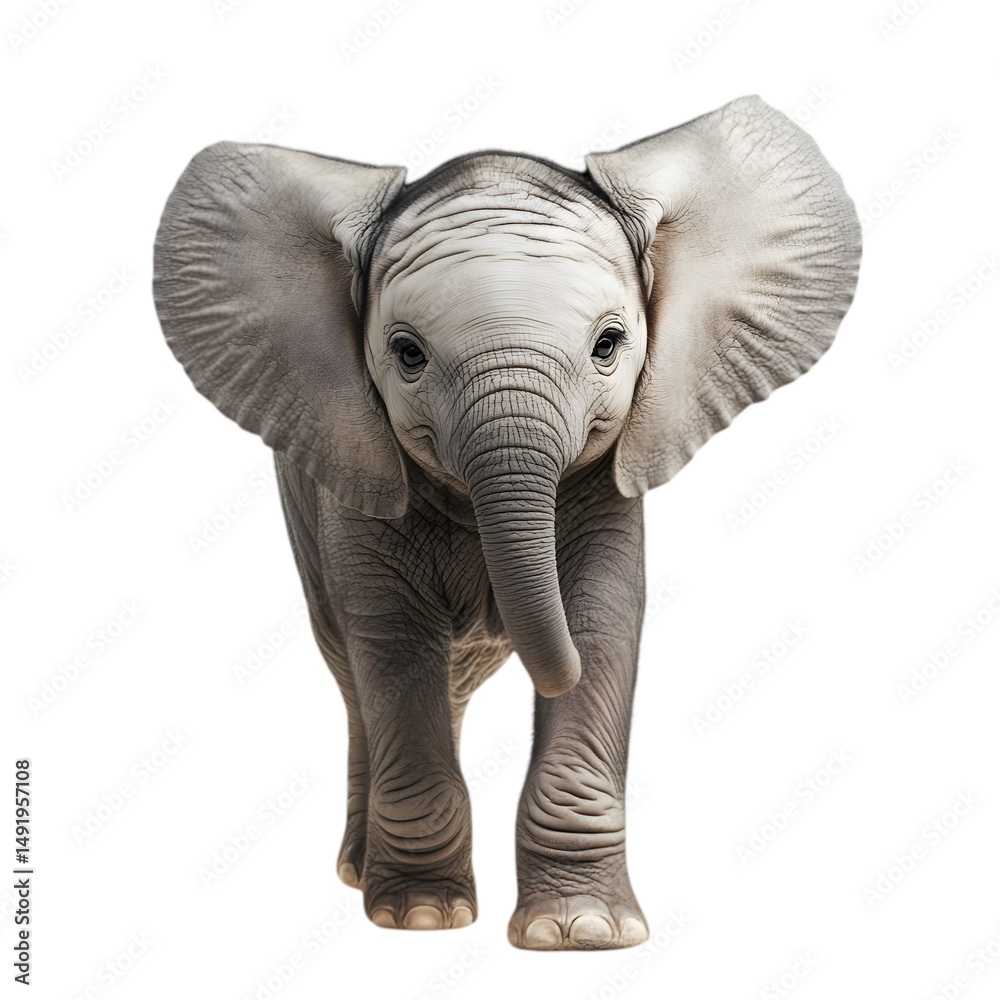 Fototapeta premium Adorable Baby Elephant Photo on white background