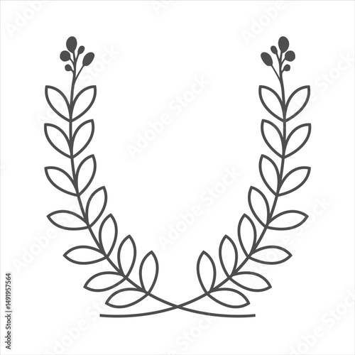 Botanical leaf doodle wildflower line art