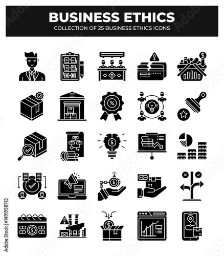 Collection of 25 Business Ethics Icons: A Guide to Ethical Business Practices