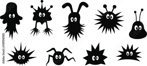 silly mask silhouettes vector, funny mask shapes,