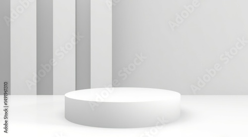 White podium on white background for product display
